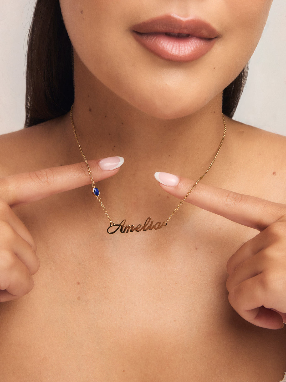 Birthstone Signature Name Necklace