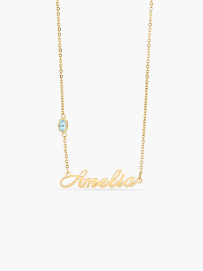 Birthstone Signature Name Necklace