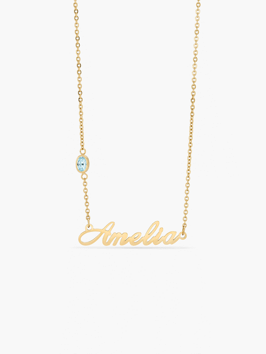 Birthstone Signature Name Necklace